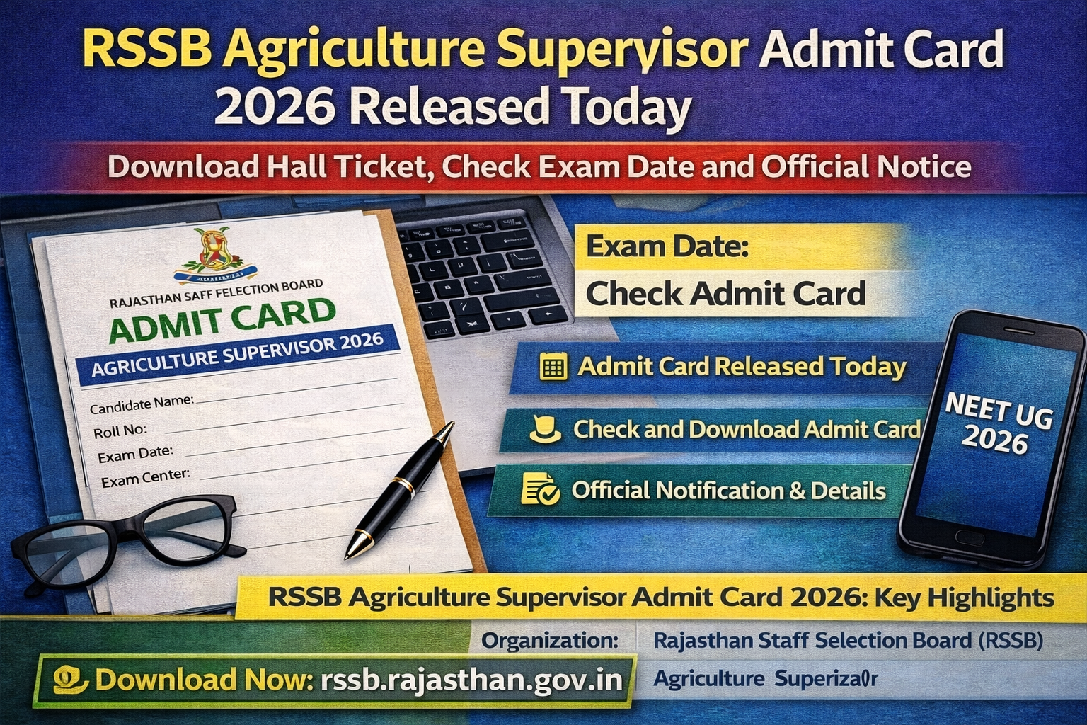 RSSB Agriculture Supervisor Admit Card 2026